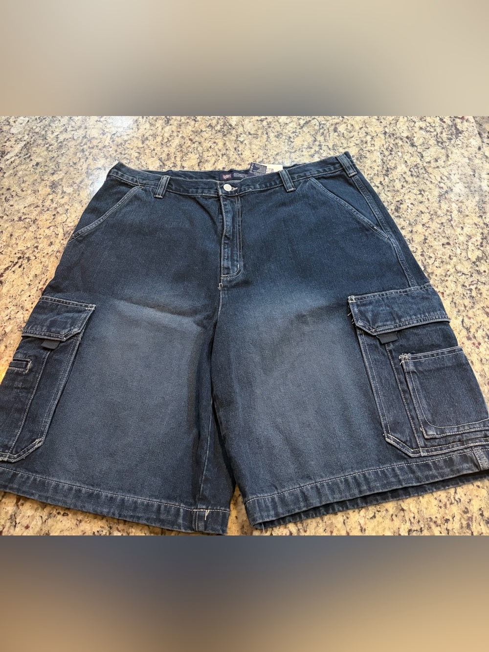 Faded Glory Dark Blue Denim Cargo Shorts